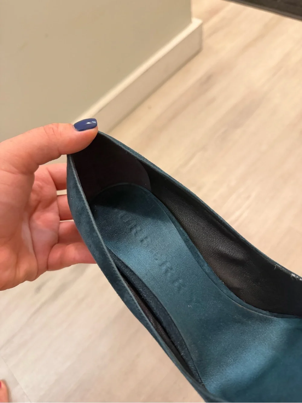 Burberry Dark Teal Suede Pointed-Toe Heels